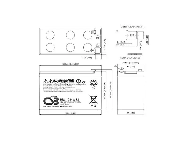 wymiary HRL1234W F2FR