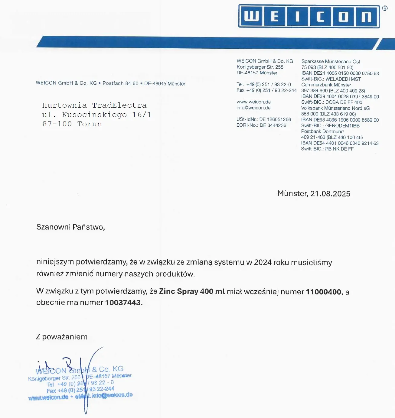 weicon spray nowa numeracja