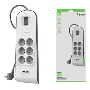 belkin Belkin listwa przepięciowa z filtrem RFI 4 gniazda 2xUSB