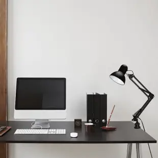 Lampka biurkowa czarna E27 z klipsem kreślarska